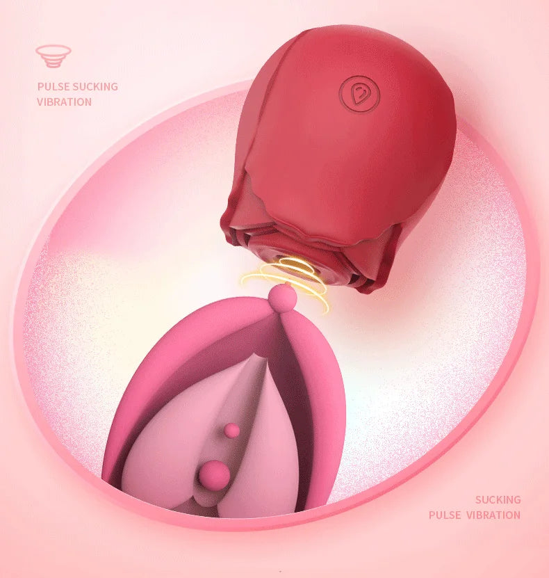 Rose Big Mouth Rose Vibrator 9 Vibrating Nipples Clit,Massager!