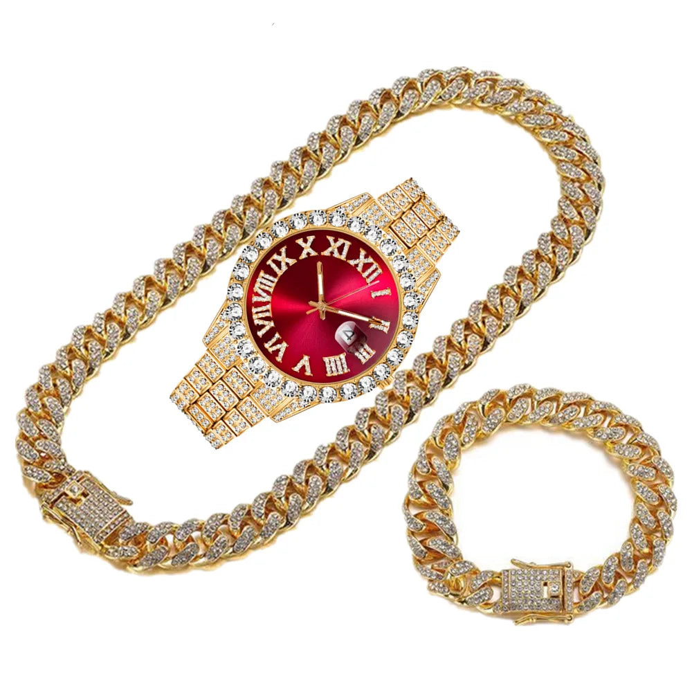 3pcs/Set Gold Watch Set